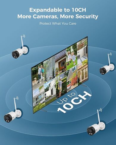 Hiseeu 4K/8MP Wireless Security Camera Outdoor, 5G/2.4G WiFi Pro Camera System for Home Security, 4 Cam-Kit, Color Night Vision, Motion Detection, 2-Way Talk, Expandable 16CH NVR, 1TB, No Subscription in Saudi Arabia