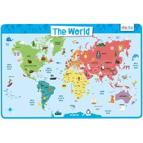 merka Kids US Map Placemat for Dining Table, Non Slip Resulable Placemats for Kids, Learn United States of America, Geography Map, Capitals of All 50 States