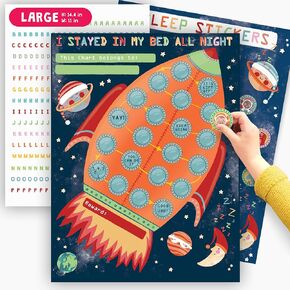 Central 23 Kids Redime Routine Chart for Childlers X 10 PCS - مخطط مكافأة لطيف مع ملصقات للنوم في السرير - مدرب نوم الروح الروتيني مع ملصقات - مساحة وصاروخ الصدفة