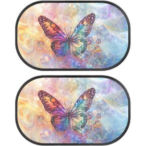 Bulopur Purple Butterfly 2 Pack Car Window Shades for Side Window UV Protection Breathable Sun Protection and Sun Shade Blocker Car Shades Back Windows Baby Cute Design