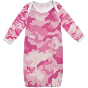 Plaaee Camouflage Pink Military Baby Boy Girls Sleeper Gown Newborn Nightgowns Home Outfits 3M