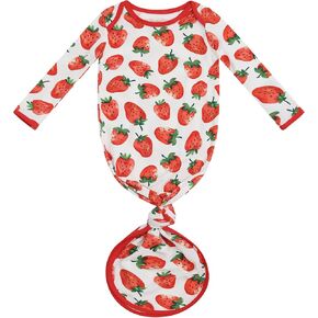 Newborn Baby Knotted Gown Infant Long Sleeve Sleep Gown with Mittens for Girl and Boy, Viscose Made from Bamboo