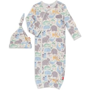 little lovin organic cotton magnetic open bottom gown + hat set