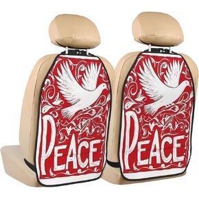 Peace Dove Car Seat Back Kick Protectors,2 Pack Kick Mats with Storage Pockets for Vehicles to Protect from Dirt Mud Scratches
