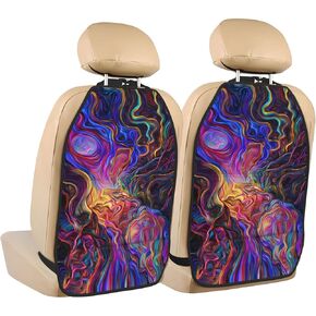 Abstract Composition of Intertwined Shapes Car Seat Back Kick Protectors,2 Pack Kick Mats with Storage Pockets for Vehicles to Protect from Dirt Mud Scratches