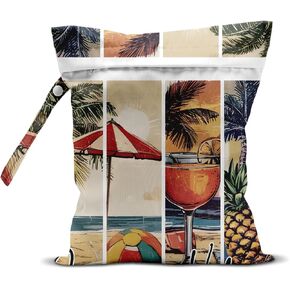 Wet Bag for Swimsuit Dirty Clothes Yoga Gym Diaper, Wet Dry Bag, Beach Vacation Essential for Travel Poor Bathing Summer Coast Vibes
