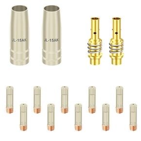 Welding Accessory Kit Contact Tip 0.03'' 0.8mm Nozzle Diffuser for 15AK MIG/MAG Welding Torch, 14PCS