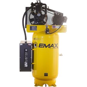 EMAX E350 Stationary Air Compressor - 5hp 80 Gal. 2 Stage Single Phase Industrial Compressor with Pressure Lubricated Pump & Silent Air System - ESP05V080I1