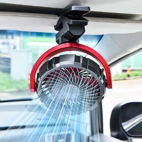 Battery Powered Clip On Fan for Car Visor Back Seat Roof Handles, Portable Car Fan Rechargeable for SUV Van RV Pickup Truck Camping Desk Bed Stroller Baby Crib, Quiet 360 Rotation