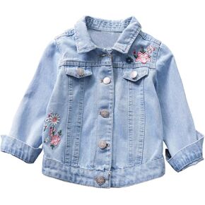 Toddler down Coat 4t Toddler Kids Baby Outwear Long Sleeve Stand Up Collar Floral Print Denim Kids Coats Girls Winter 2t