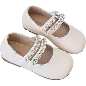 BILIKEYU Girls Ballet Flat Rhinestone Straps Closed Toe Soft Mary Jane Party Dress Shoes for Toddler/Little Kid/Big Kid