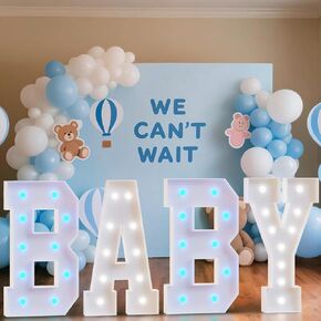 3FT Baby Marquee Letters, Baby Letters for Baby Shower Decorations for Girl Boy, Large Light Up Letter 3 Feet Tall for Gender Reveal Party Supplies, Colorful Sign, Backdrop