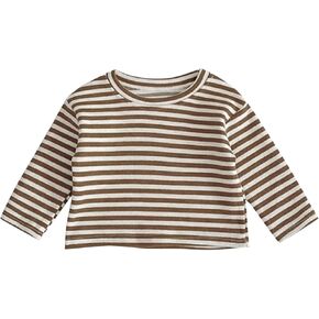 Sleeveless Tee Baby Newborn Infant Girls Boys Spring Autumn Striped Long Sleeve Tshirt Undershirt Tops Clothes