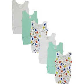 Victorian Virtue Printed Tank Top 6 Pack, Newborn Clothes Set, 100% Breathable Cotton, Soft Fabric - Boys Printed Tank Top