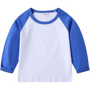 Baby/Toddler Boy Long Sleeve Shirt Basic T Shirt Tops Light Undershirt Color Block Casual Tees Winter Shirts for Boys