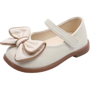 Girls Dress Shoes with Bow Toddler Flower Girls Shoes Mary Jane Flats for Party School Wedding Toddler Princess Shoes