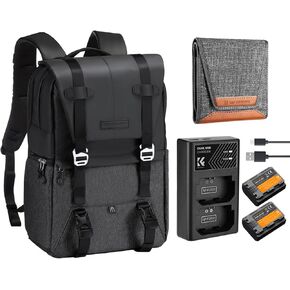 K&F Concept 20L Camera Backpack + NP-FZ100 Battery and Dual Slot Charger Set for Sony+ Lens Filter Pouch Lens Filter Case 3 Pocket