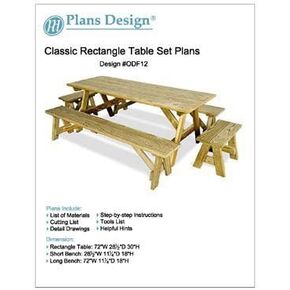 Classic Rectangle Picnic Table/w Benches Woodworking Plans, ODF12