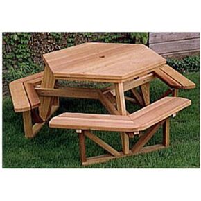 Woodcraft Project Paper Plan To Build Hexagon Picnic Table - Material Not Included