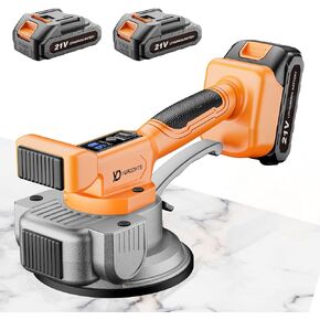 Cordless Tile Vibration Tool with 2 x 21V Batteries, Tile Vibration Leveling Machine Max 25000r/Min, 9 Adjust Speed 145mm Suction Cup with Digital Display, For Tile, Floor, Thick Glass