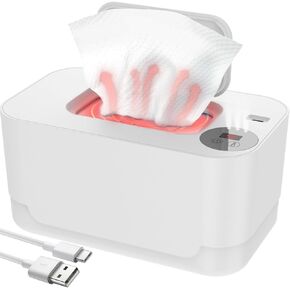 Baby Wipe Warmer with LED Light 40-55°C Adjustable Baby Wipe Warmer Dispenser Portable Wipe Heater Warmer USB Powered Wet Wipes Warmer Diaper Wipe Warmer Keeps Wipes Warm and Moist for Baby N
