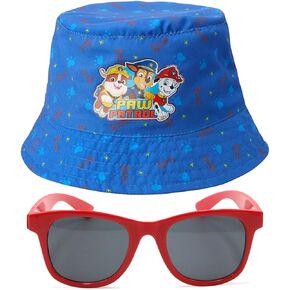 Nickelodeon Boys’ Paw Patrol Bucket Hat – Reversible Chase, Marshall, and Rubble Sun Hat (Age: 2-7) With Sunglasses