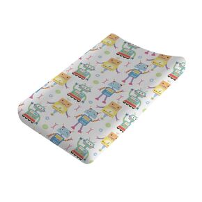 Cartoon Robots Changing Pad Covers Cute Robots Baby Diaper Changing Table Cover for Boys Girls Robots Nursery Decor Ultra Soft Breathable Stretch Changing Table Sheets Mats 32''x16''