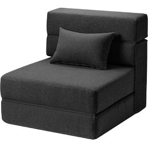 Folding Sofa Bed with Pillow- Convertible Chair Floor Couch & Sleeping Mattress, Foldable Memory Foam Sleeper for Living Room/Dorm/Guest Room/Home Office/Apartment/Loft, Single26, Dark Gray
