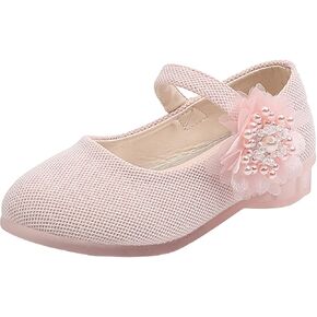 Girls Mary Jane Flats with Flower Low Heels Flower Girl Dress Shoes Pump Toddler Girls School Party Wedding Shoes