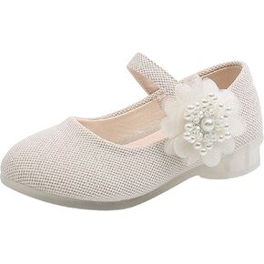 Girls Mary Jane Flats with Flower Low Heels Flower Girl Dress Shoes Pump Toddler Girls School Party Girls Mary Janes