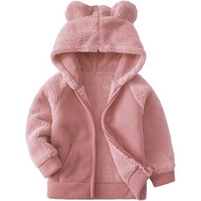 Bear Ears Shape Fleece Warm Hoodies Clothes Toddler Zip Up Light Jacket Sweatshirt Outwear For Baby Boys Girls Jacket for Boys (3-4 Years)