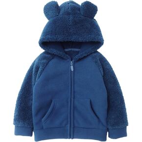 Bear Ears Shape Fleece Warm Hoodies Clothes Toddler Zip Up Light Jacket Sweatshirt Outwear For Baby Boys Girls Jacket for Boys (Dark Blue, 2-3 Years)