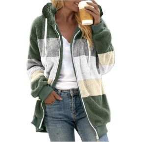 LCMTWX Womens 2023 Winter Fuzzy Fleece Jacket Artificial Wool Zipper Drawstring Solid Oversized Fuzzy Fleece Fluffy Fall