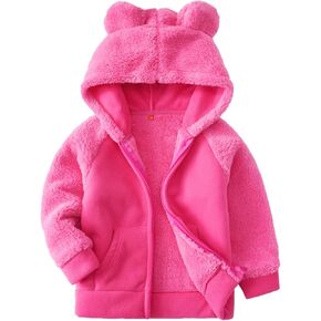Bear Ears Shape Fleece Warm Hoodies Clothes Toddler Zip Up Light Jacket Sweatshirt Outwear For Baby Boys Girls Jacket for Boys (2-3 Years)