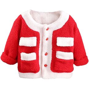 Kids Toddler Girl Boy Christmas Outfit Jacket Long Sleeve Fleece Hooded Sweatshirt Coat Festive Clothes Winter Clothing