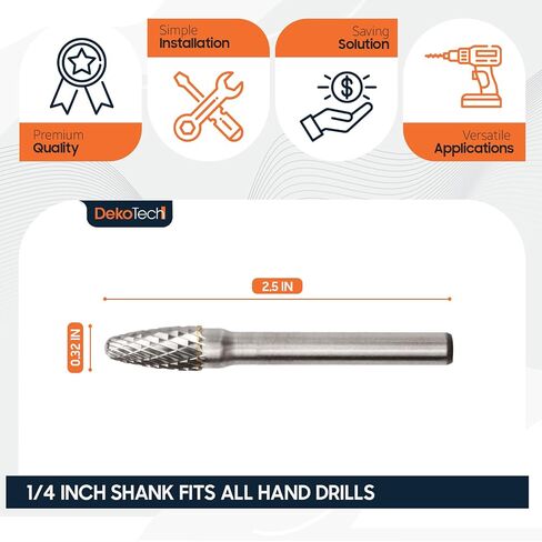 Tungsten Carbide Rotary Burr, Type F 6-10mm Shank Diameter F0618 – Double Cut Carbide Burr for Precision Metalworking, Die Grinding, and Surface Finishing (Type F 8mm) in Saudi Arabia