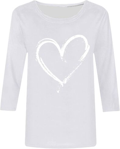 Women Love Heart Printed Shirts Junior Tops Cute Casual Graphic Tshirts Trendy Tees Spring Summer Clothes Plus Size in Saudi Arabia