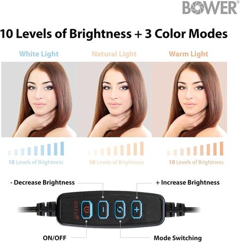BOWER 12 "Studio Light USB Power Ball-Head Mount 62" Tripod 3 Colorse 10 مستويات السطوع في الخط البعيد (WA-SL12) in Kuwait