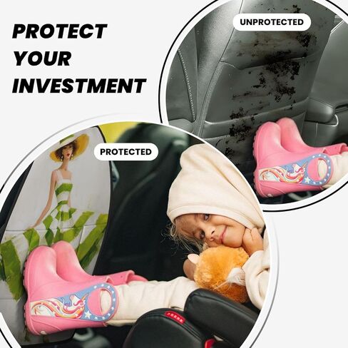 Woman Green White Striped Dress Car Seat Back Kick Protectors,2 Pack Kick Mats with Storage Pockets for Vehicles to Protect from Dirt Mud Scratches in Saudi Arabia