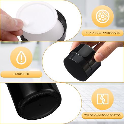 Domensi 60 Pcs 1oz Glass Jars with Lids Bulk Salve Tins Small Glass Candle Jars Cosmetic Jars for Travel with Inner Liners Containers for Lotions Sample Cream(Amber, Black Lid) in Kuwait