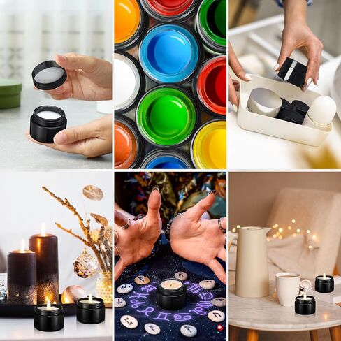 Domensi 60 Pcs 1oz Glass Jars with Lids Bulk Salve Tins Small Glass Candle Jars Cosmetic Jars for Travel with Inner Liners Containers for Lotions Sample Cream(Amber, Black Lid) in Kuwait