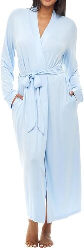 Alexander Del Rossa Women's Classic Soft Knit Long Lounge Robe with Pockets in Kuwait