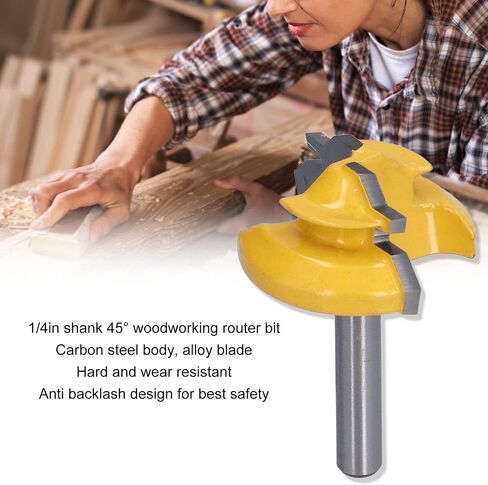 45° Router Bit 1 / 4in Shank | Alloy Wood Cutting Tool for CNC / Milling Machine | Carbon Steel Milling Cutter for Woodworking Projects / Cabinets / Drawers (1-3/8 inches) in Saudi Arabia