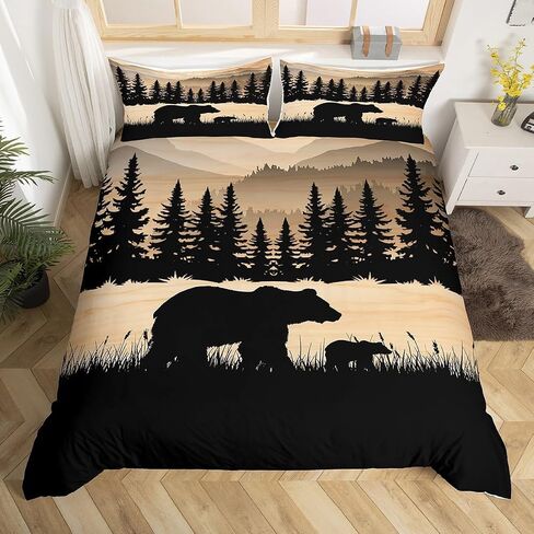 Erosebridal Wildlife Deer Bedding Set Toddler Rustic Cabin Comforter Cover for Boys Teen Men,Farmhouse Woodland Hunting Duvet Cover Country Wild Animal Bed Set Bedroom Decor 2 Pcs in Kuwait