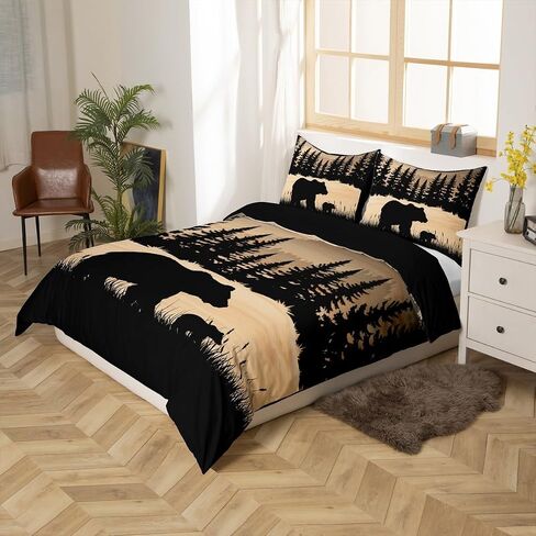 Erosebridal Wildlife Deer Bedding Set Toddler Rustic Cabin Comforter Cover for Boys Teen Men,Farmhouse Woodland Hunting Duvet Cover Country Wild Animal Bed Set Bedroom Decor 2 Pcs in Kuwait