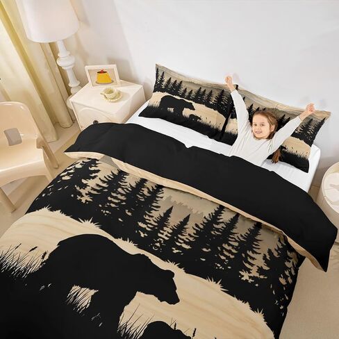 Erosebridal Wildlife Deer Bedding Set Toddler Rustic Cabin Comforter Cover for Boys Teen Men,Farmhouse Woodland Hunting Duvet Cover Country Wild Animal Bed Set Bedroom Decor 2 Pcs in Kuwait