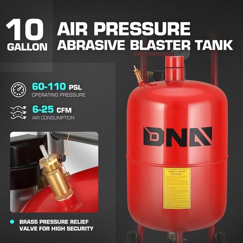 DNA MOTORING 10Gallon Sandblaster Air Sand Blaster Kit, Pot Sandblaster, 125PSI High Pressure Sand Blasting Machine for Special Surface Treatment, Stain Removal Paint, w/4 Ceramic Nozzles, TOOLS-00656 in Saudi Arabia
