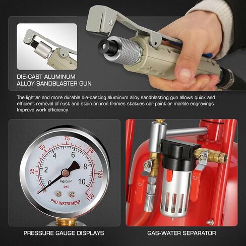 DNA MOTORING 10Gallon Sandblaster Air Sand Blaster Kit, Pot Sandblaster, 125PSI High Pressure Sand Blasting Machine for Special Surface Treatment, Stain Removal Paint, w/4 Ceramic Nozzles, TOOLS-00656 in Saudi Arabia