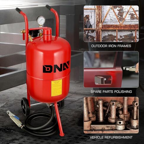 DNA MOTORING 10Gallon Sandblaster Air Sand Blaster Kit, Pot Sandblaster, 125PSI High Pressure Sand Blasting Machine for Special Surface Treatment, Stain Removal Paint, w/4 Ceramic Nozzles, TOOLS-00656 in Saudi Arabia