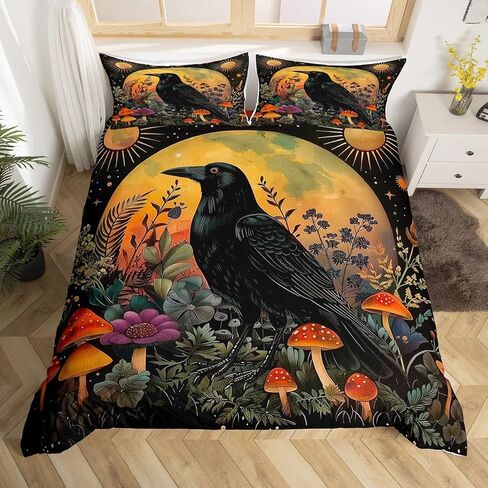 Cat Crow Cover Cover Toddler Size Halloween Whorrory Style Cofforting Coffort of Teens Oners Kids pumpking legking set 3D Wild Animal Cover 2 قطعة غطاء سرير زخرفي (بدون لحاف) in Kuwait